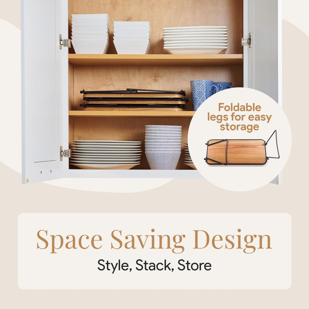 3 Tiered Tray Stand - Acacia Wood 3 Tier Serving Tray, Cupcake, Cake, Charcuterie Boards & Food Stand, Dessert Table