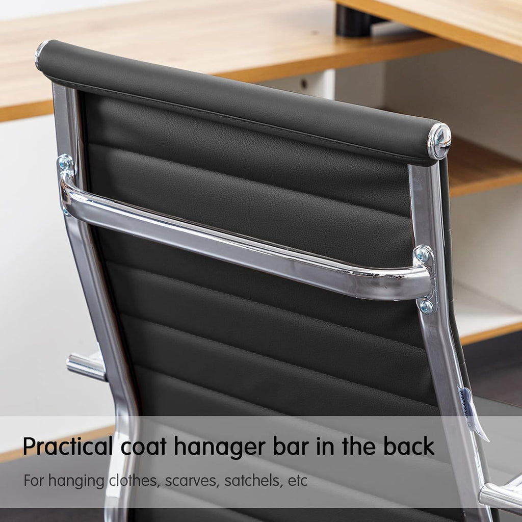 Home Ribbed, Modern Leather Conference Room Chairs, Ergonomic Office Desk Chair, High Back Executive Computer Chair