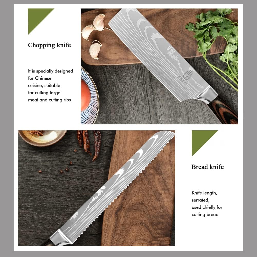Knife Set, 14pcs Japanese Knives Set, Premium German Stainless Steel chef Knife Set