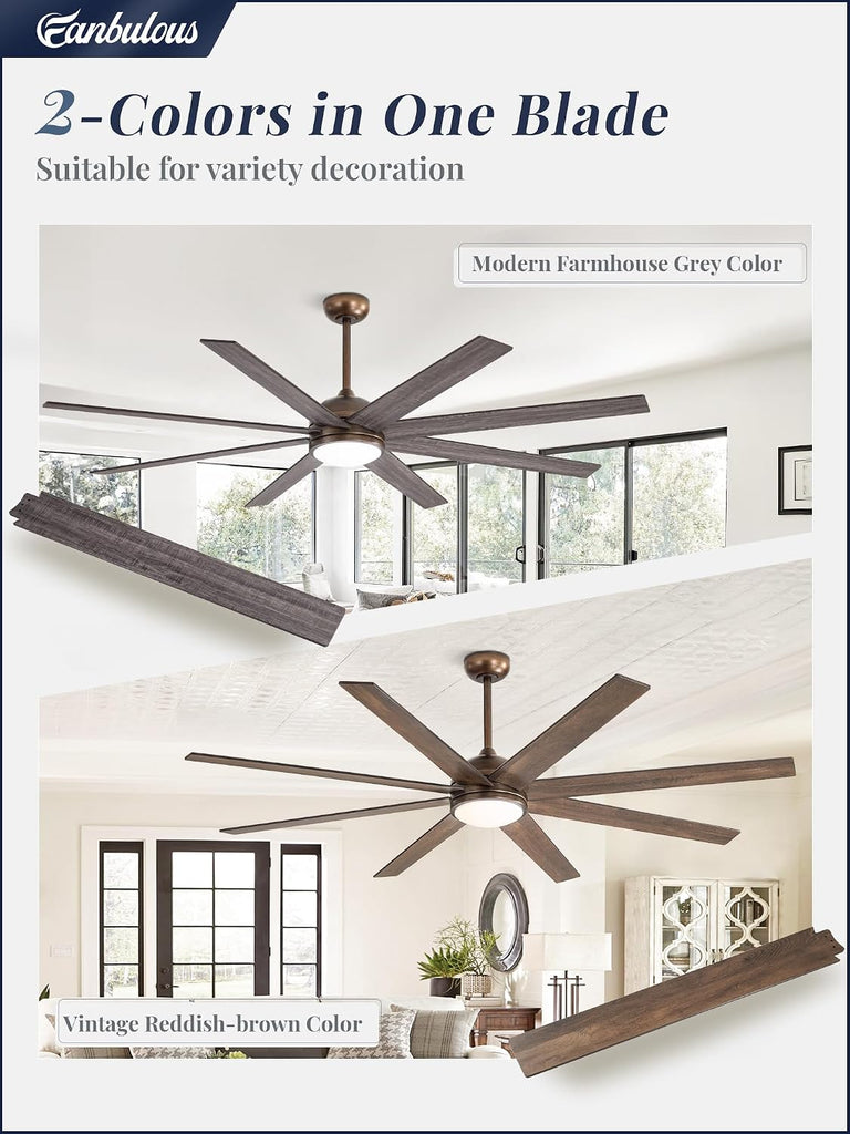 72" Ceiling Fan with LED Light and Remote - Antique Bronze