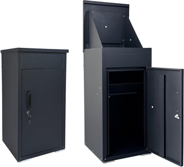 Lockable Package Delivery Box Rolled Steel Parcel Drop Box with Mail Slot, Anti-Theft Large Mailbox (16"x17"x34")