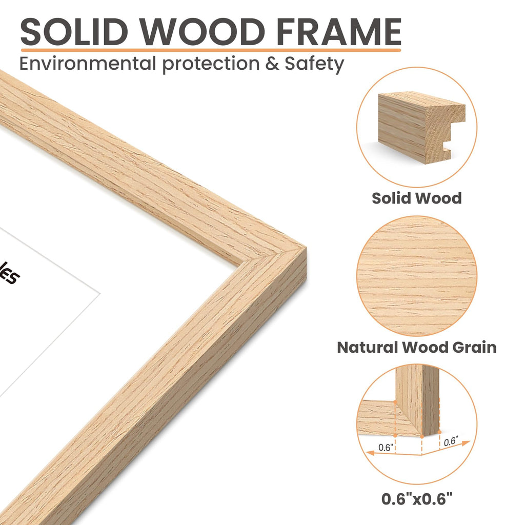 24x36 Picture Frame Solid Wooden, Nursery Decor, 1Pack Natural