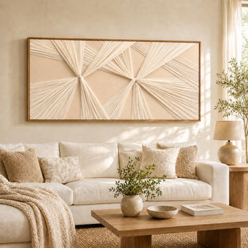 Artists' Handicraft, Extra Large Luxury 3D Fabric Neutral Textured Wall Art, Minimalist Abstract Boho Modern Long