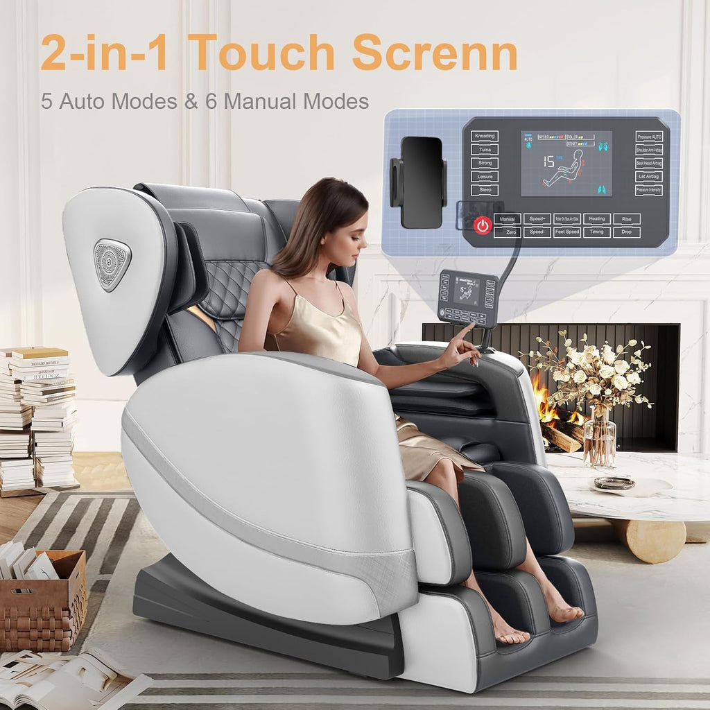 Massage Chair Full Body Zero Gravity Recliner, 2026 Classic Gray | 14 Shiatsu Rollers, 10 Airbags, 5 Auto Modes