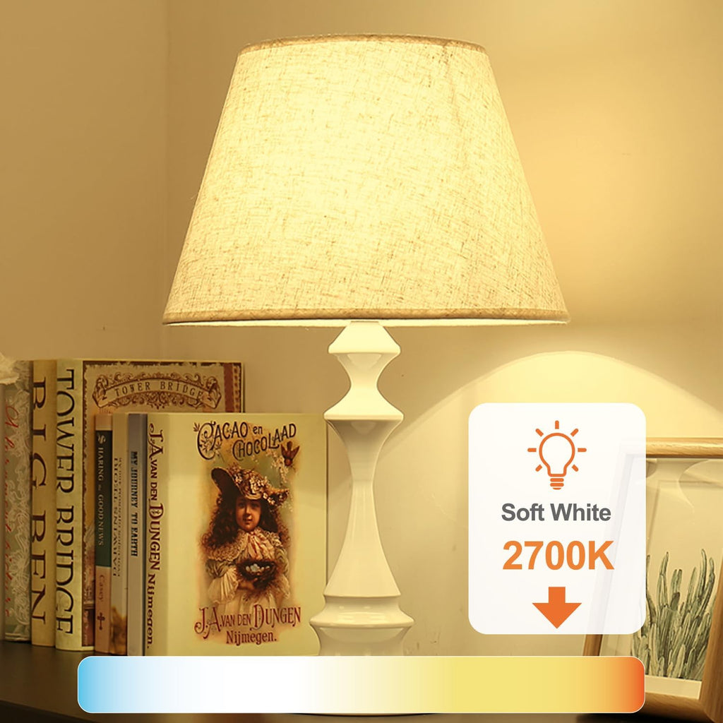 6 Pack A19 LED Light Bulbs, 60 Watt Equivalent LED Bulb, Soft Warm White 2700K, Efficient 9W, E26 Standard Base, Non