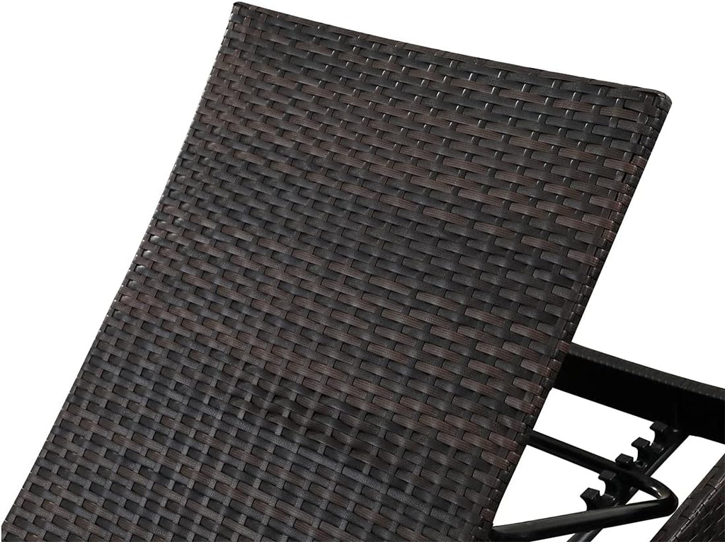 79'' Long Reclining Chaise Lounge Set (Set of 2), Outdoor Wicker Reclining Lounge Chair Patio Rattan Double Chaise
