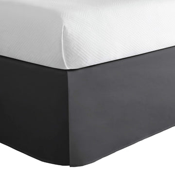Classic Tailored Bed Skirt Dust Ruffle, Cotton Blend Design, 14" Drop Length, Grey