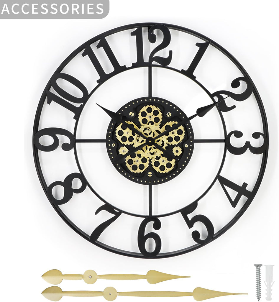 29 Inch Large Wall Clocks for Living Room Decor with Moving Gears,Large Wall Clock Industrial Steampunk,Oversized Metal Analog Wall...