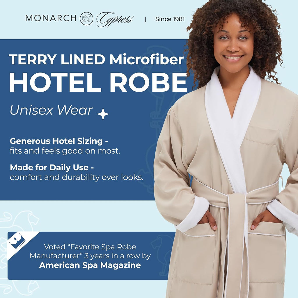 Terry Lined Microfiber Hotel Robe - Luxury Spa Bathrobe