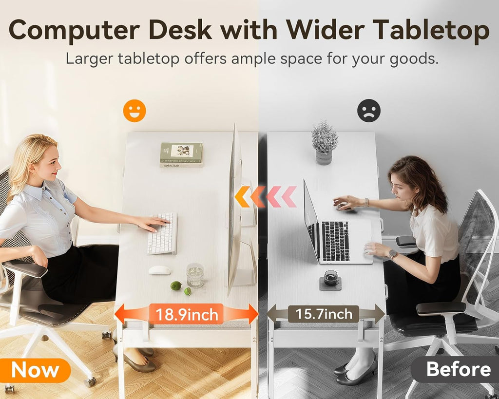 Computer Desk with 6 Drawers, 40 Inch Small Desk with Storage, Reversible Desk with Headphone Hook, Work Study Table