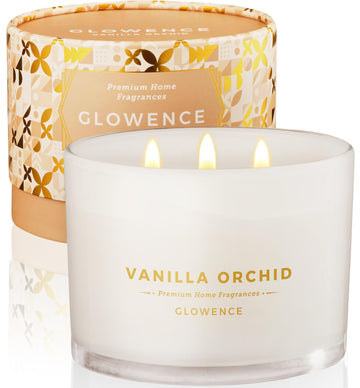 Luxury Vanilla Scented Candle - Large 3 Wick Jar Candle - Elegant Gift for Women & Men - 100% Natural Soy Wax - Up to