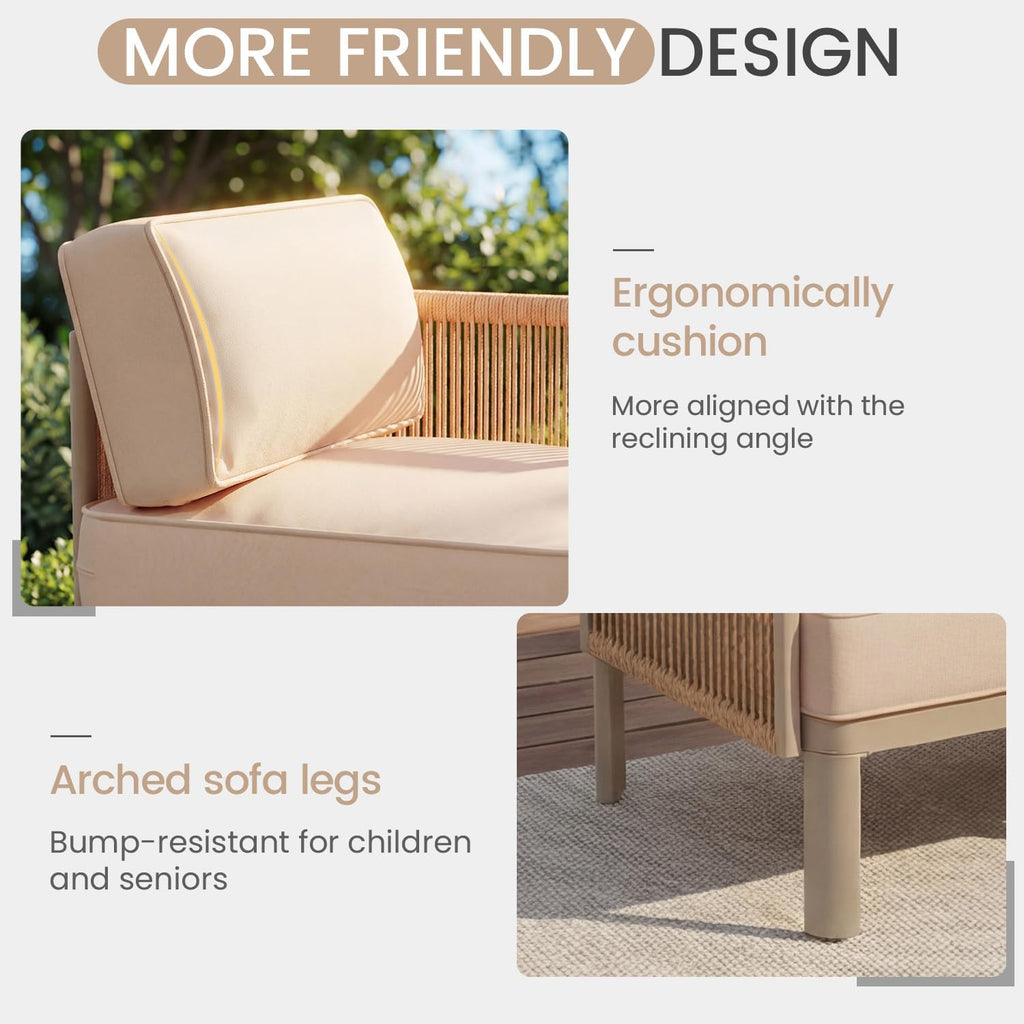 6 Pieces Patio Sectional Furniture Set, Metal Frame Outdoor Conversation Set with 6" Thick Cushions & Coffee Table