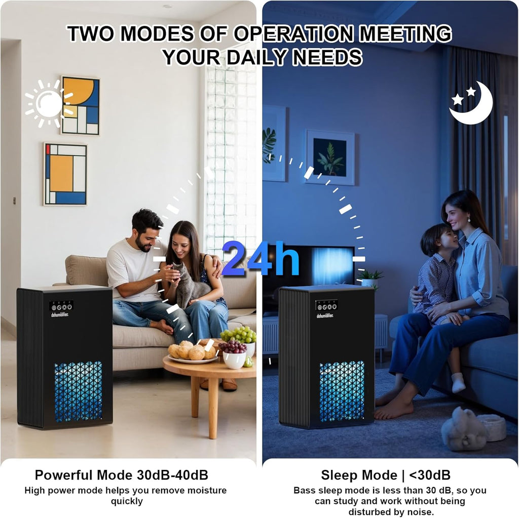 Dehumidifiers for Home, 99oz Water Tank Dehumidifier for Bedroom Basement Bathroom RV with Auto Shut Off, Drain Hose