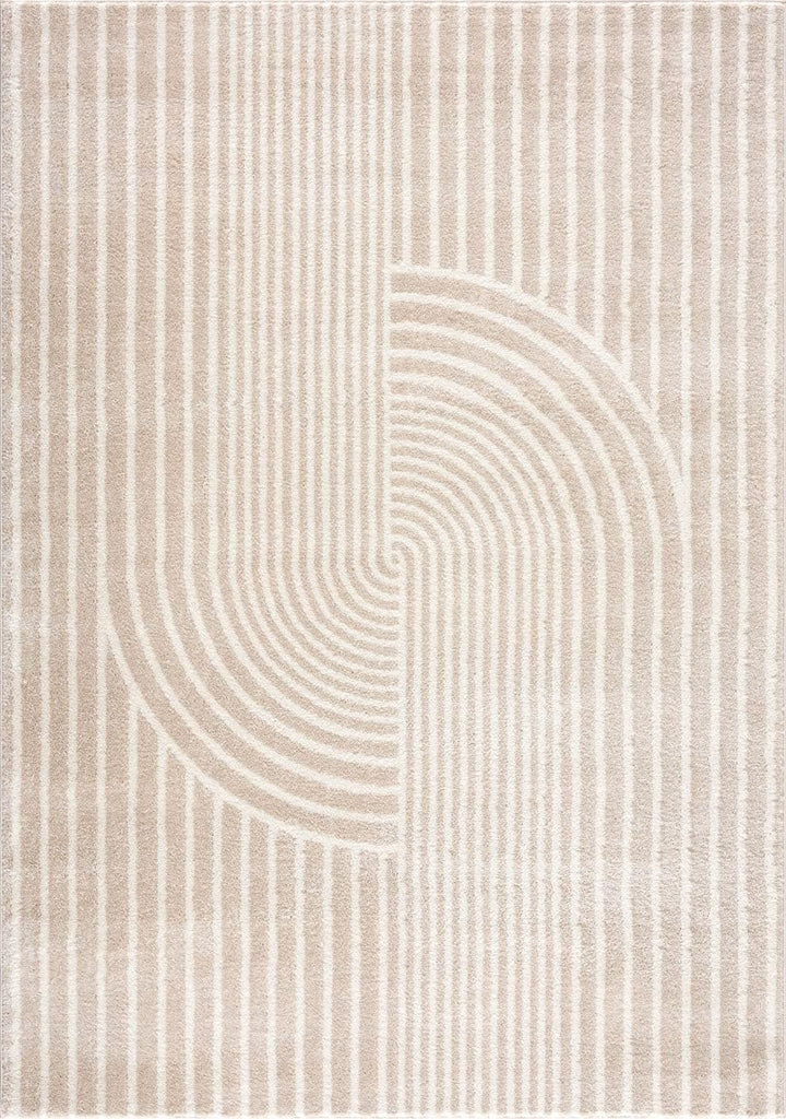 Area Rug for Living Room -Nuevo Beige Arch Pattern Area Rug, Soft and Durable Living Room Rug, Stain and Fade Resistant, Chic Modern Design, Pet & Kid Friendly
