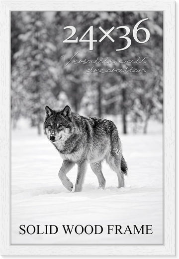24x36 Solid Wood Poster Frame for Wall Mounting Display,White | Poster Frames 24 x 36 inches with Polished Plexiglass