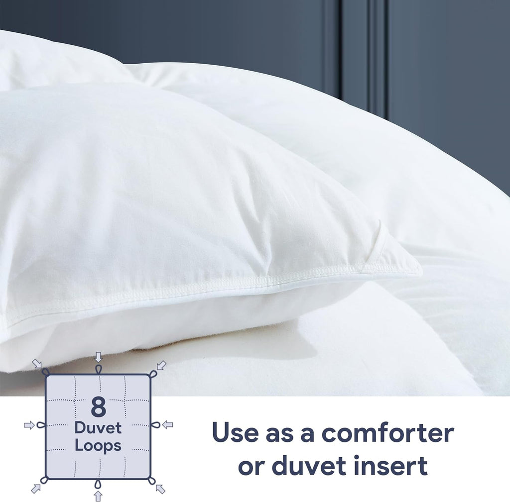 Feather Down Comforter Queen All Season White Down Duvet Insert Ultra Soft 100% Cotton Cover Fluffy 