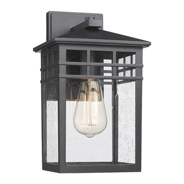 Outdoor Light Fixture Wall Mount, Modern Farmhouse Exterior Wall Sconce with Seeded Glass for Porch, Waterproof