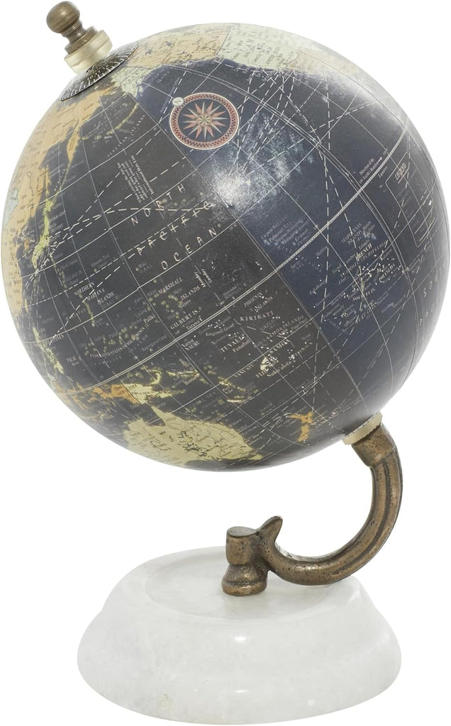 Modern Plastic Globe with Marble Base, 5" x 5" x 8", Black
