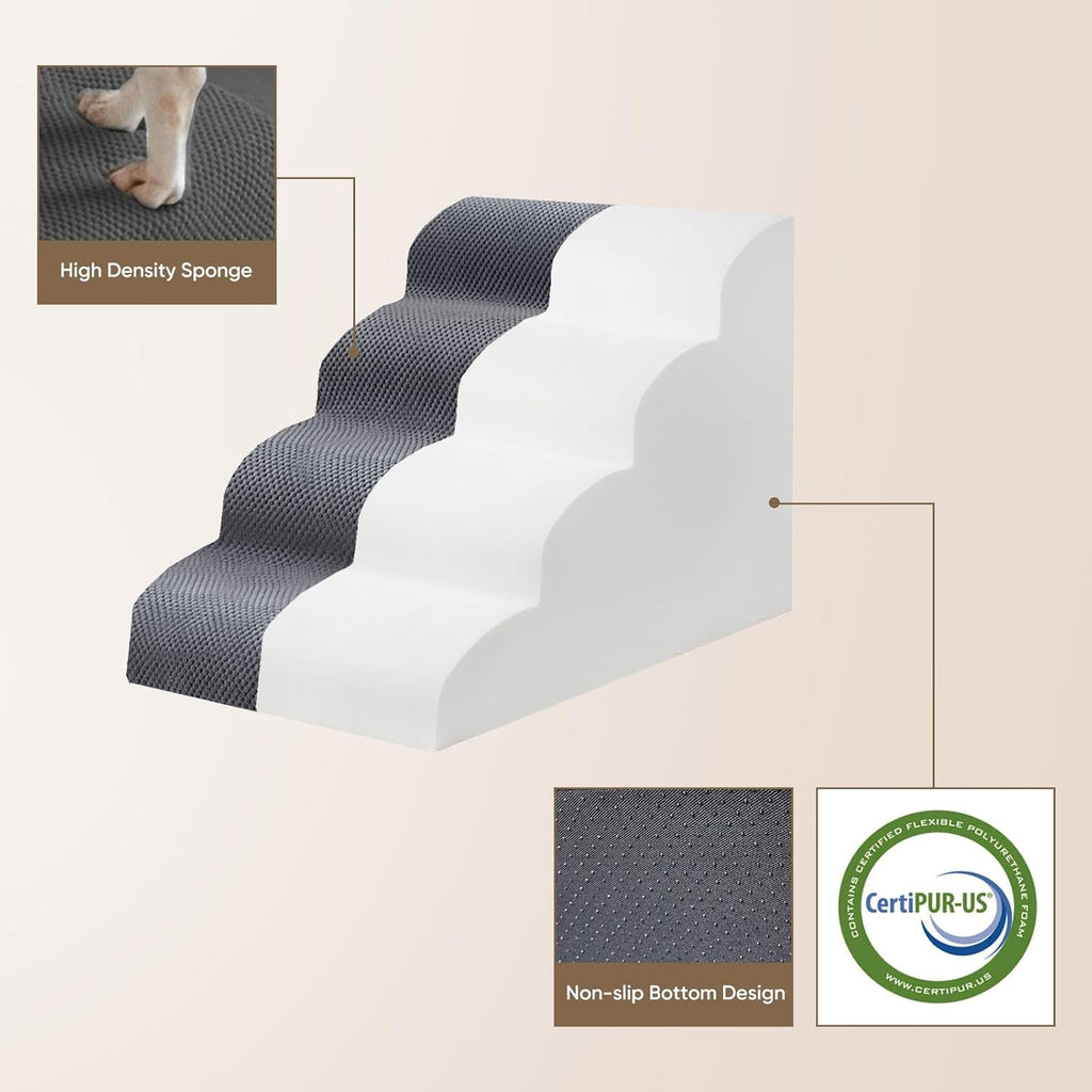 Pet Stairs for Dogs 4-Step, 19.6" H Pet Stairs for High Bed, Couch Sofa & Chair