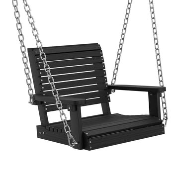 2.2FT HDPE Single Porch Swing, 360 LBS Porch Swing Chair, Black