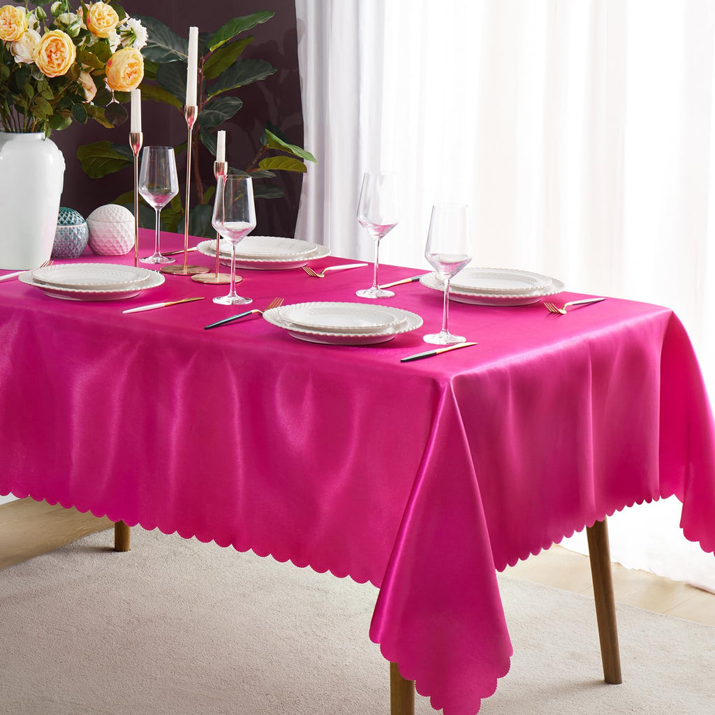 4 Pack Hot Pink Satin Tablecloth 58" x 102"