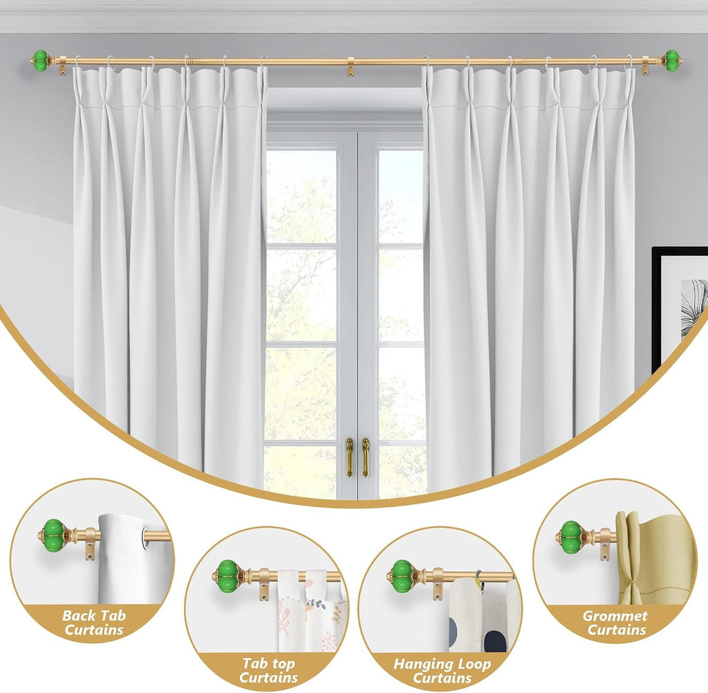 Ceramic Curtain Rods for Windows, 1 Inch Adjustable Telescoping Drapery Rod Heavy Duty Window Treatment