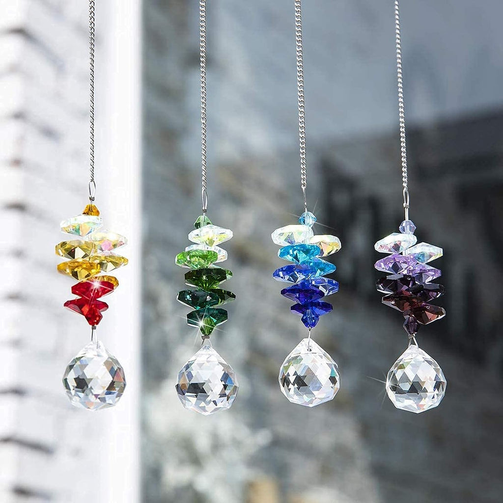4PCS Crystal Prisms Suncatchers Hanging Sun Catchers for Window Indoor - Rainbow Maker Suncatchers Crystals Ball