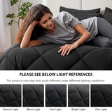 Love's cabin King Comforter Set Black, 7 Pieces King Bed in a Bag, All Season Bedding Sets with 1 Comforter