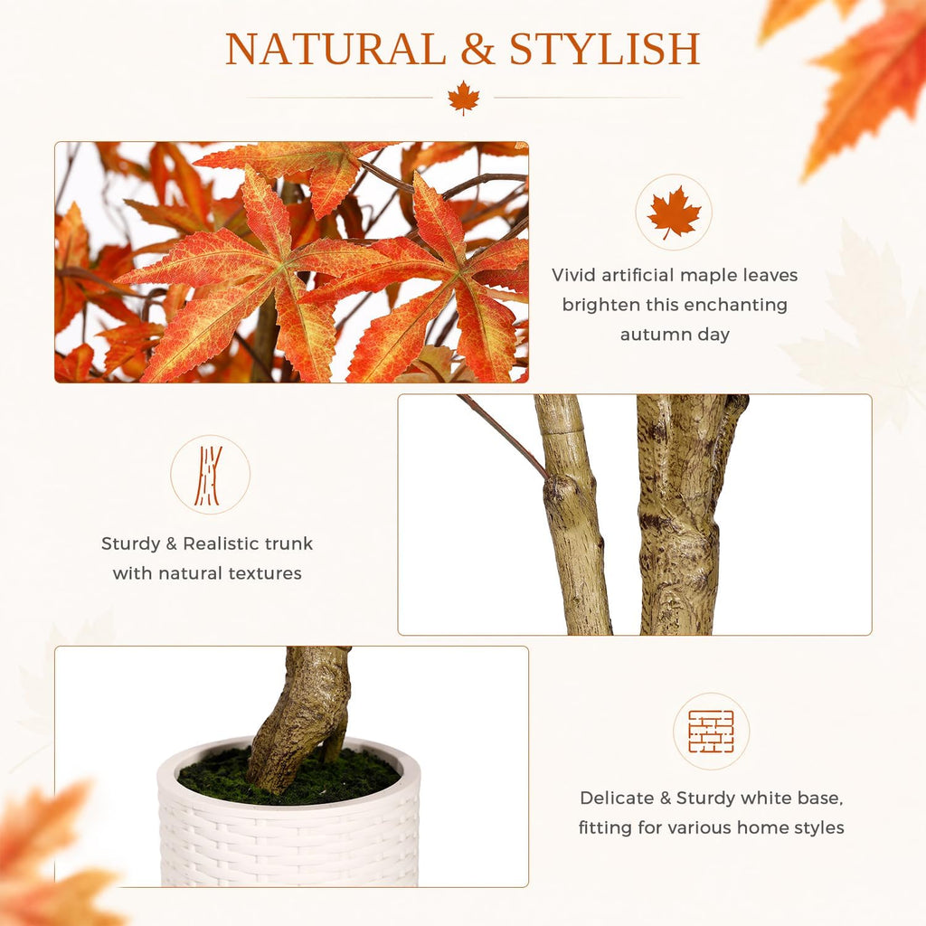 Artificial Maple Tree, 6FT Fall Tree with Pot for Outdoor Indoor