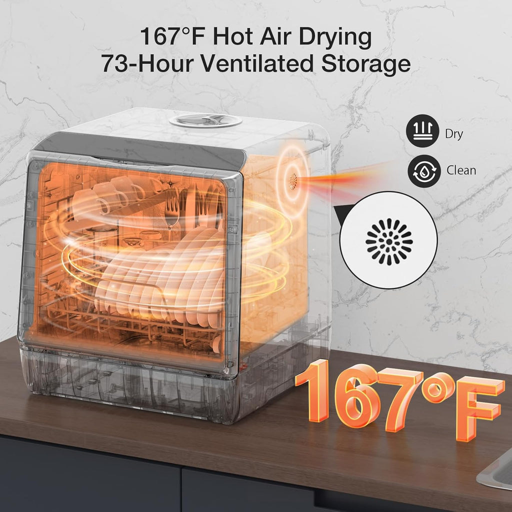 Portable Dishwasher Countertop, WIFI Smart Dishwasher, Compact Dishwashers with 5L Built-in Water Tank, 6 Programs