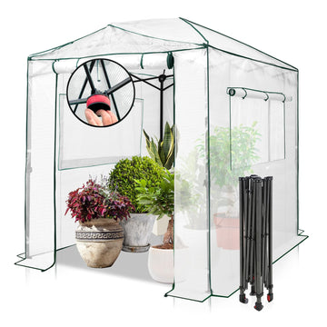 8x6 Easy Setup Pop Up Greenhouse, Clear/White