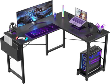 L Shaped Desk Computer Gaming Corner Table 51 Inch Home Office Writing Student Work PC Workstation with Side Storage