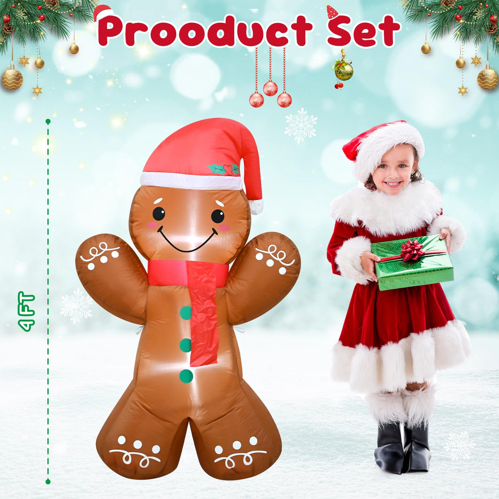 3.5 FT Christmas Inflatables Cute Gingerbread Man Decoration