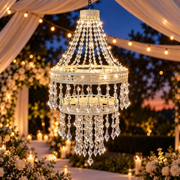 Solar Hanging Crystal Chandelier Light Outdoor Decorative Garden Lantern