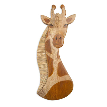 Handmade Wooden Safari Wall Decor, Wood Animal Wall Art and Gender Neutral Safari Room Decor, Giraffe, 21" x 8"
