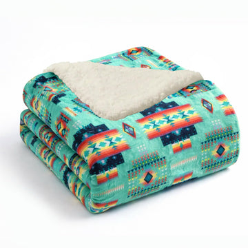 Aztec Blanket, Western Blanket, King (87"x95") (Teal)