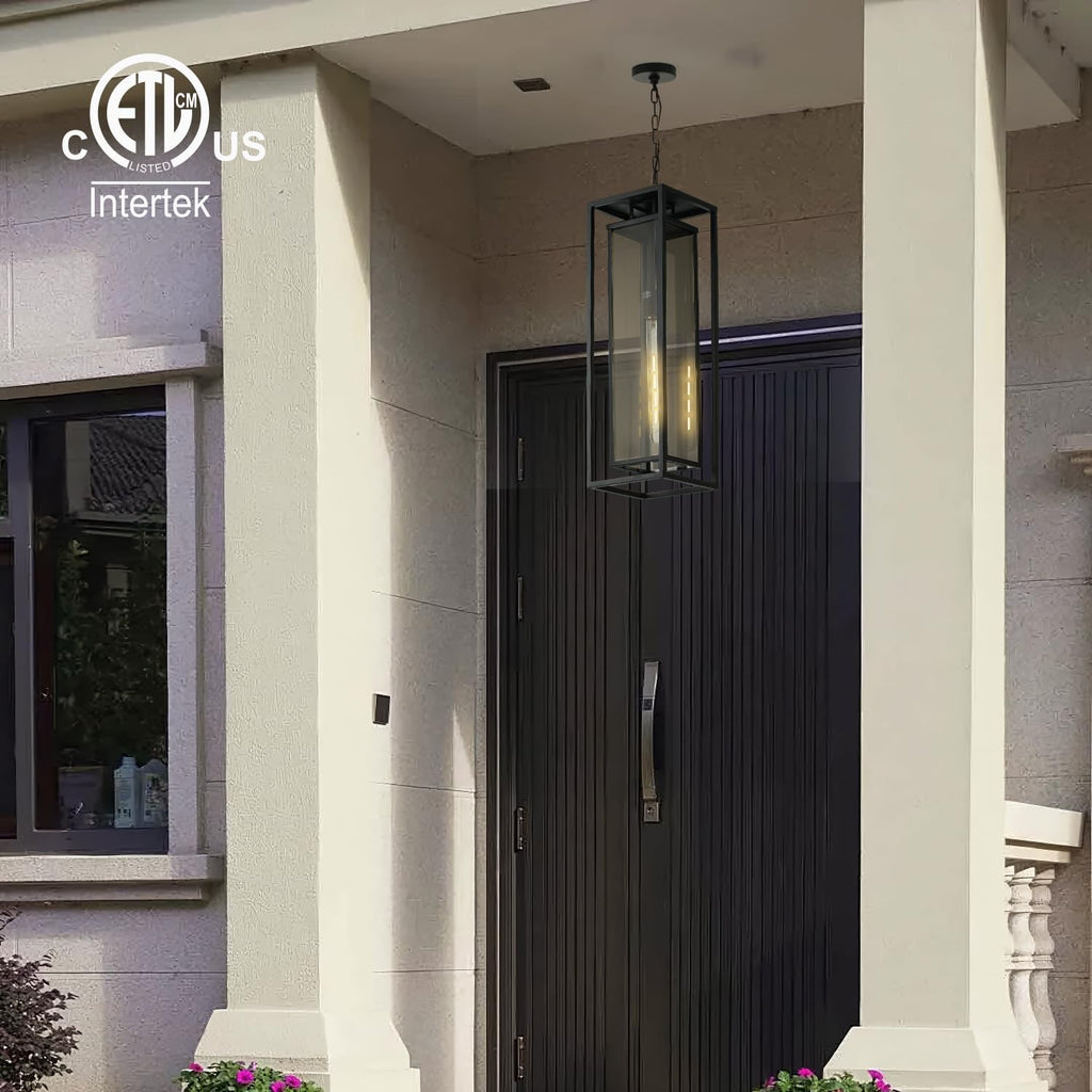 24" Outdoor Pendant Lights for Front Porch Hanging Lamps for House Outside Lighting Fixture for Patio Exterior