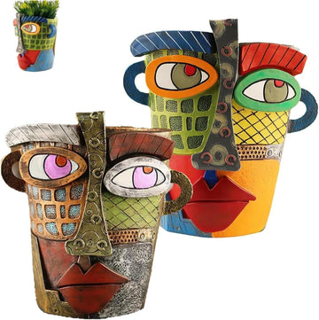 Picasso Pot, Face Planters, Plant Pots Sanxingdui Style, Abstract Head Planter, Handcrafted Planter Resin - Cute and