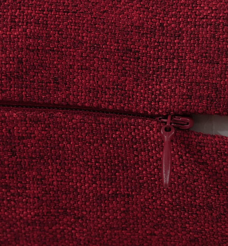 Decorative Burgundy Red Throw Pillow Covers Rustic Farmhouse Square Linen Burlap Soft Comfy Solid Cushion Couch