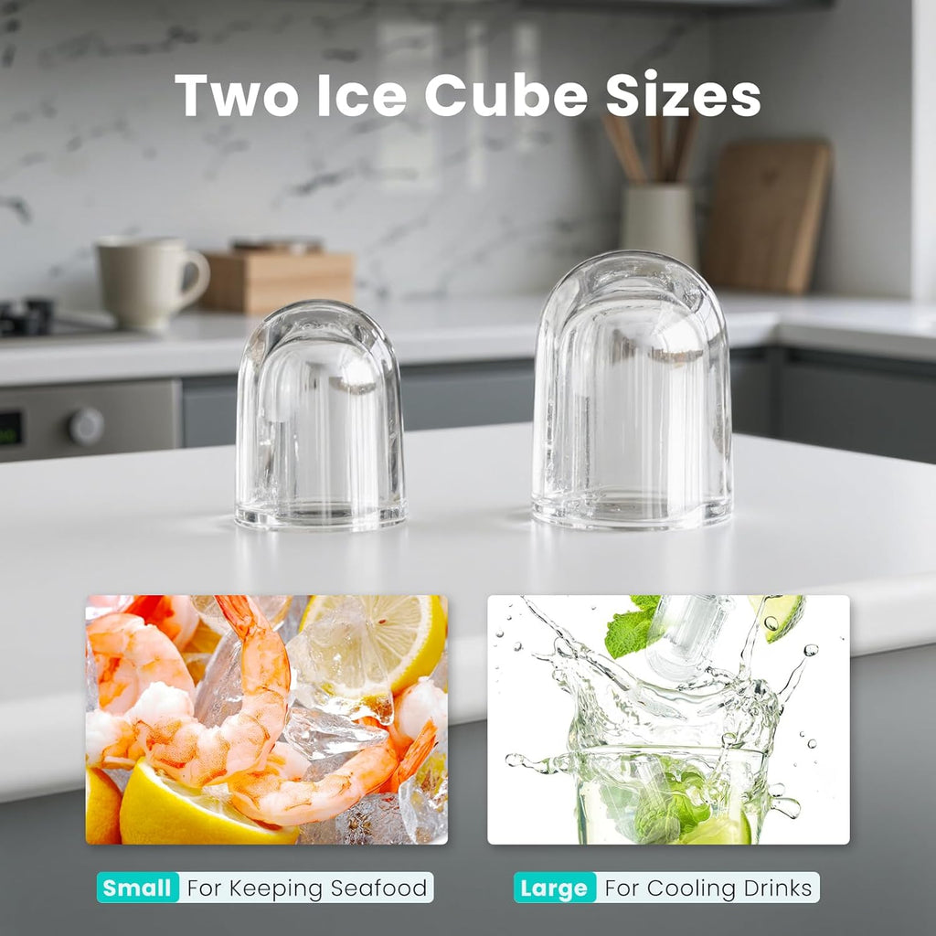 Ice Maker Machine with Handle,26lbs in 24Hrs,9 Ice Cubes in 6 Mins,Auto-Cleaning Portable Ice Maker with Basket