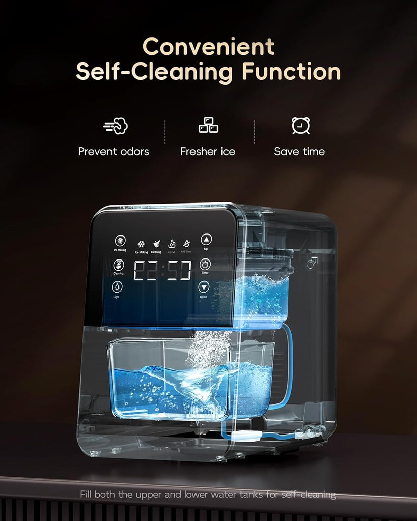 Nugget Ice Maker Countertop, 40Lbs/24H Chewable Pebble Ice, One-Touch Timer Control, Self-Cleaning Sonic Ice Machine