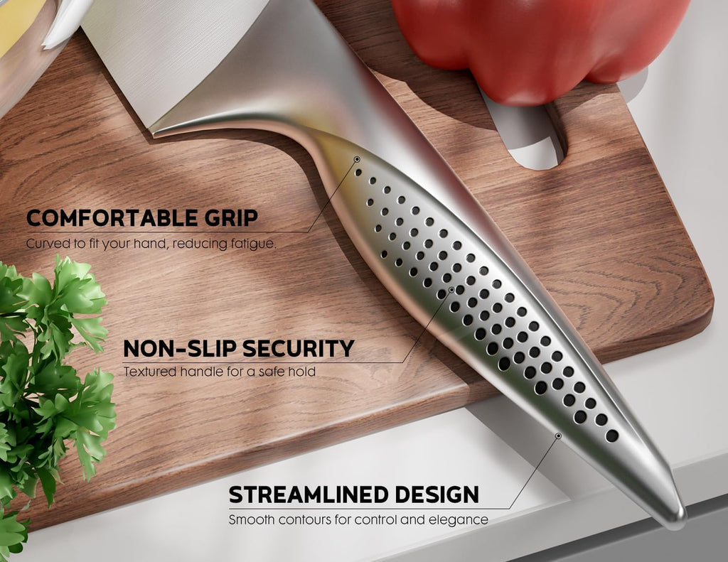Knife Block Set, 15 PCS Knives Set , Stainless Steel | Ultra Sharp Kitchen Knife, Full Tang One-Piece Knife Set with
