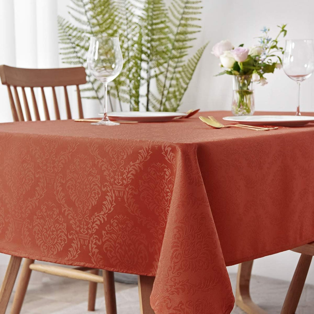 Jacquard Table Cloth Damask Design Water Proof Wrinkle Free Heavy Weight Soft Tablecloth Decorative 