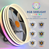 Flush Mount Ceiling Fan with RGB Light - 13Ò Small Bladeless Ceiling Fan Light with Reversible Mute Motor, RGB LED Dimmable, Low Profile Enclosed Ceiling Fans for Indoor, Kids Room, Party A101-B0DBZFTHZ8