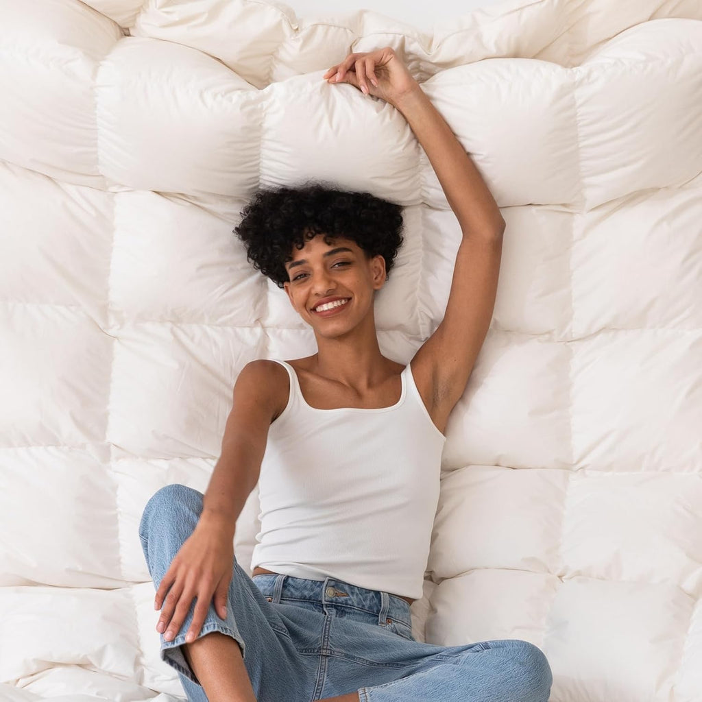 Down Feathers Fiber Comforter Queen - 750 Fill Power All Season Down Duvet Insert