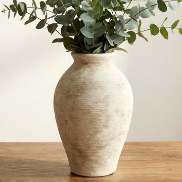 9 Inch Vintage Large White Ceramic Flower Vase