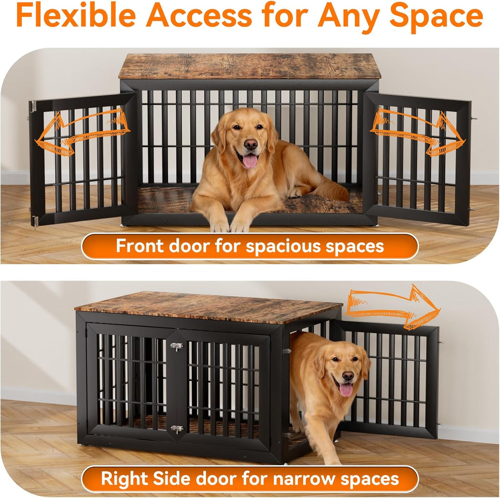 48" Heavy-Duty Dog Crate Furniture for Large Dogs, XXL Wooden Dog Cage Kennel Indoor Furniture
