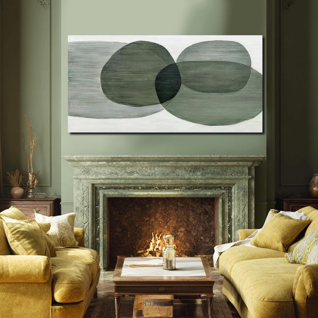 Minimalist Abstract Wall Art Green and White Geometric Gradient Canvas Wall Decor Bedroom Nordic Style Mural 29x58