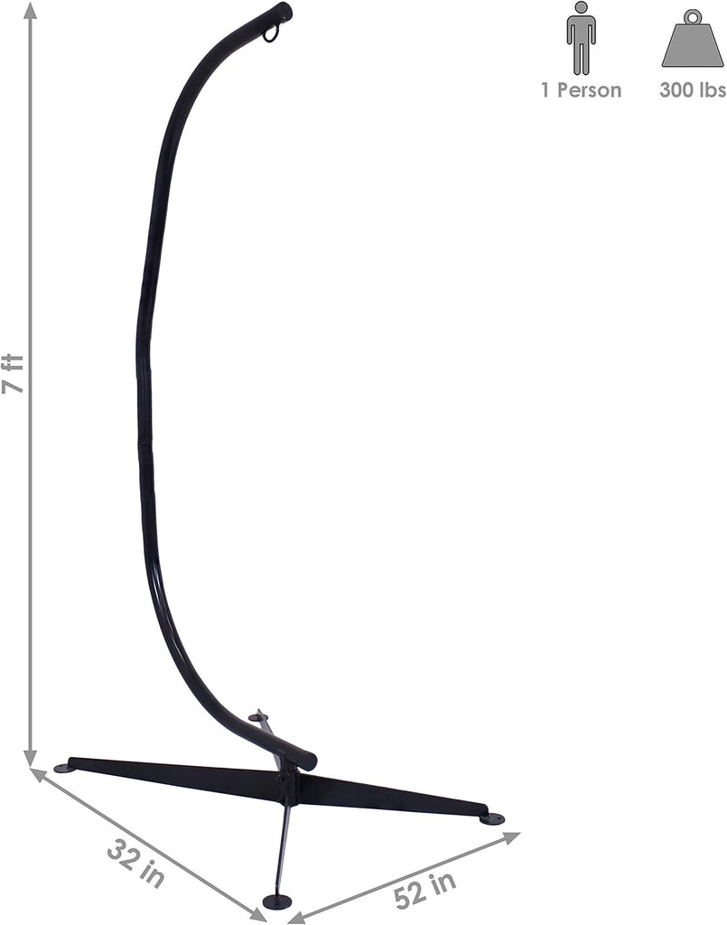 Steel C-Stand for Hanging Hammock Chair, Black | Hammock Swing Frame for Indoor or Outdoor Use, Durable, 300-Pound