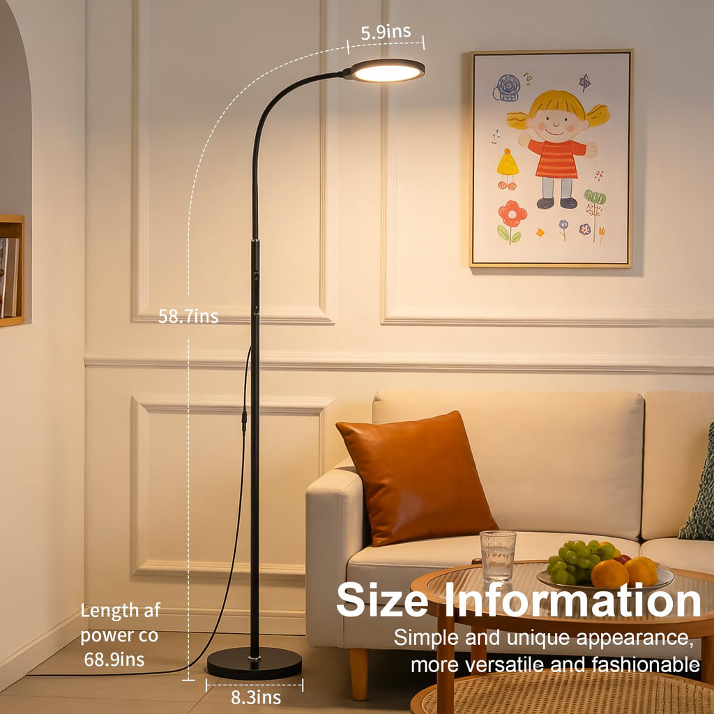 Bright LED Eye-Friendly Floor Lamp with Remote and Touch Dimmer
